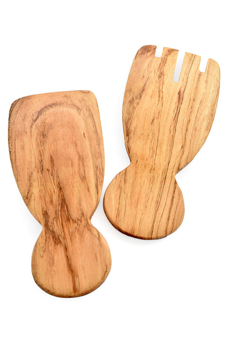 Kenyan Olive Wood Paddle Salad Servers with Bone - Culture Kraze Marketplace.com