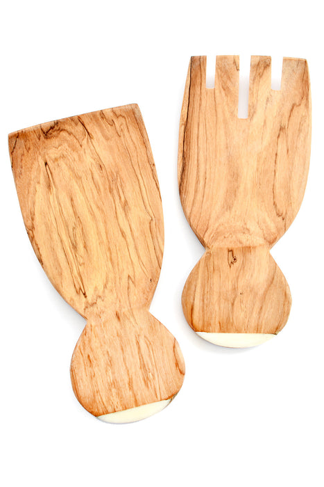 Kenyan Olive Wood Paddle Salad Servers - Culture Kraze Marketplace.com