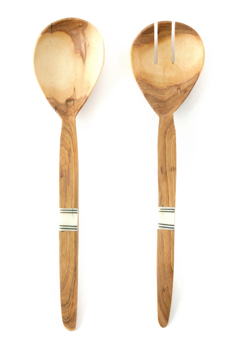 Slim Wild Olive Wood Salad Server Set - Culture Kraze Marketplace.com