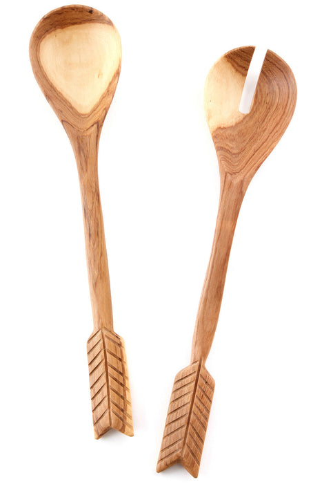 Kenya Wild Olive Wood Archer Salad Servers - Culture Kraze Marketplace.com