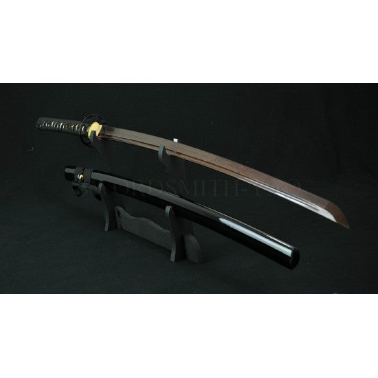 Hand Forged Black&Red Oil Quenched Damascus Full Tang Blade Iron Koshirae Japanese KATANA Sword - Culture Kraze Marketplace.com