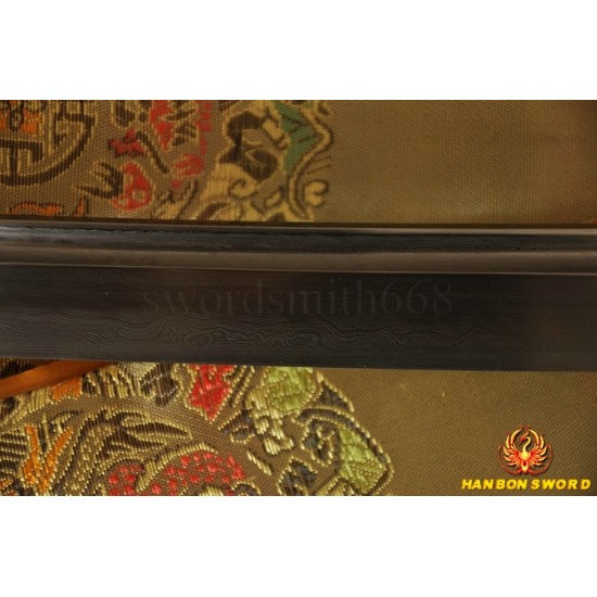 Fully Hand Made Janpense Samurai WAKIZASHI Damascus Steel Oil Quenched Full Tang Blade