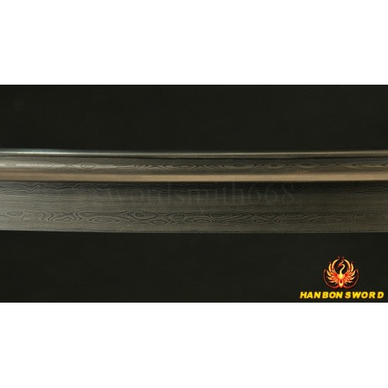 Lion Koshiare Damascus Steel Oil Quenched Full Tang Blade Japanese Samurai Sword WAKIZASHI - Culture Kraze Marketplace.com