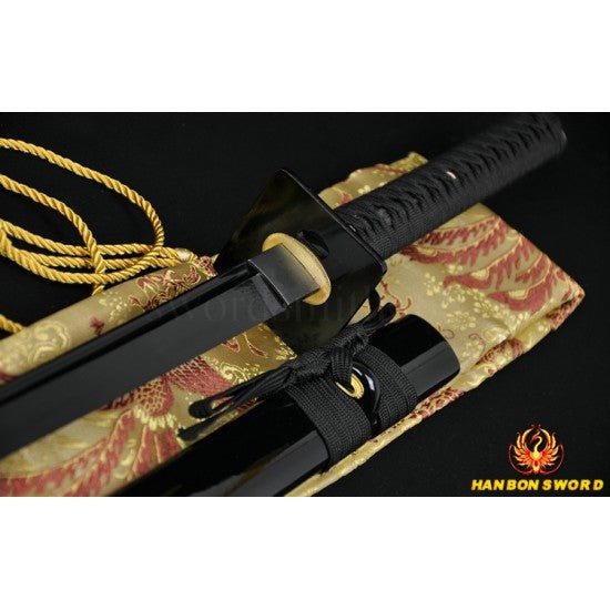 JAPANESE NINJA SWORD BLACK Blade Oil Quenched FULL TANG BLADE