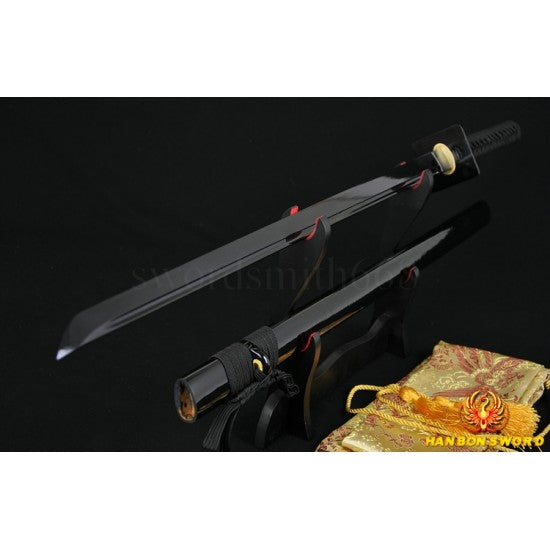 JAPANESE NINJA SWORD BLACK Blade Oil Quenched FULL TANG BLADE