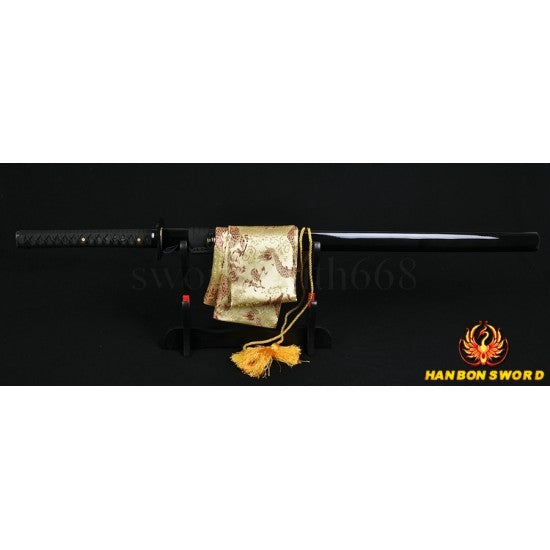 JAPANESE NINJA SWORD BLACK Blade Oil Quenched FULL TANG BLADE