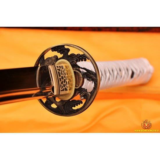 HAND MADE JAPANESE SAMURAI NINJA SWORD FISH KOSHIRAE CLAY TEMPERED FULL TANG BLADE - Culture Kraze Marketplace.com