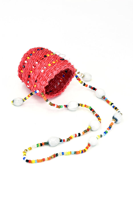 Set of Four Beaded Red Sisal Mini Basket Ornaments - Culture Kraze Marketplace.com