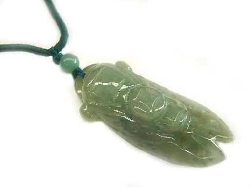 Jade Green Cicada Pendant-brown string - Culture Kraze Marketplace.com