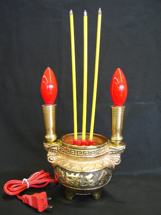 Metal Incense Burner with Electric Lights and Candles - Culture Kraze Marketplace.com