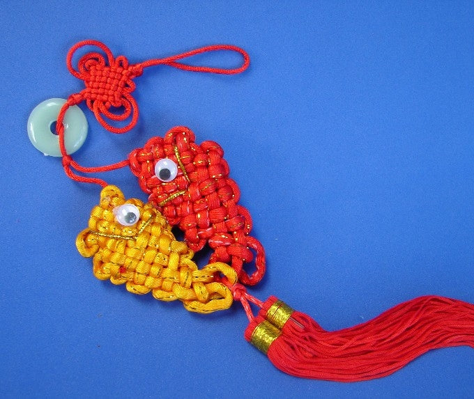 Lucky Charm with Double Fishes and Red Tassel - Culture Kraze Marketplace.com