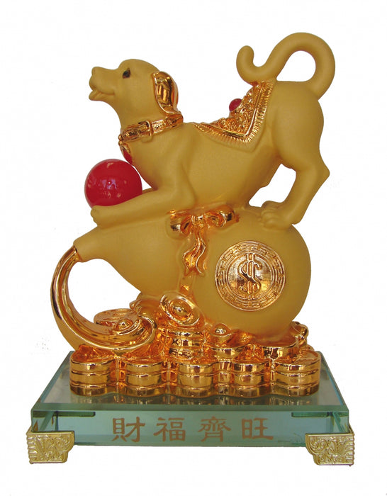 Golden Dog Statue Stepping on Wu Lou - Culture Kraze Marketplace.com