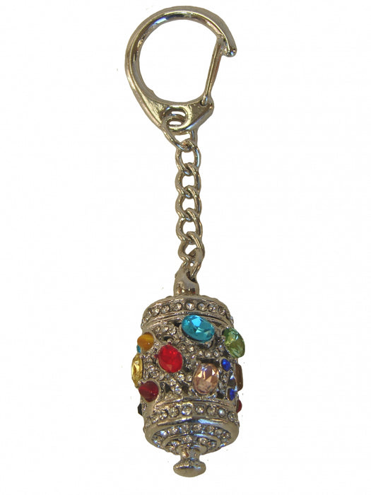 5 Dzambala Prayer Wheel Keychain in Silver - Culture Kraze Marketplace.com