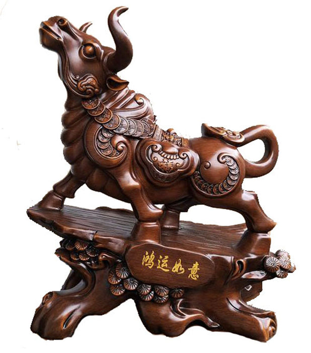 Big Brown Auspicious Ox Statue - Culture Kraze Marketplace.com