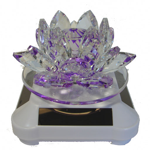 Crystal Lotus with Solar Operated Rotator-Purple - Culture Kraze Marketplace.com