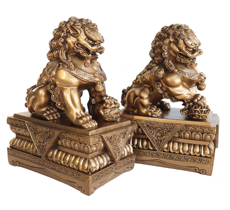 Pair of 9 Inch Golden Foo Dogs - Culture Kraze Marketplace.com