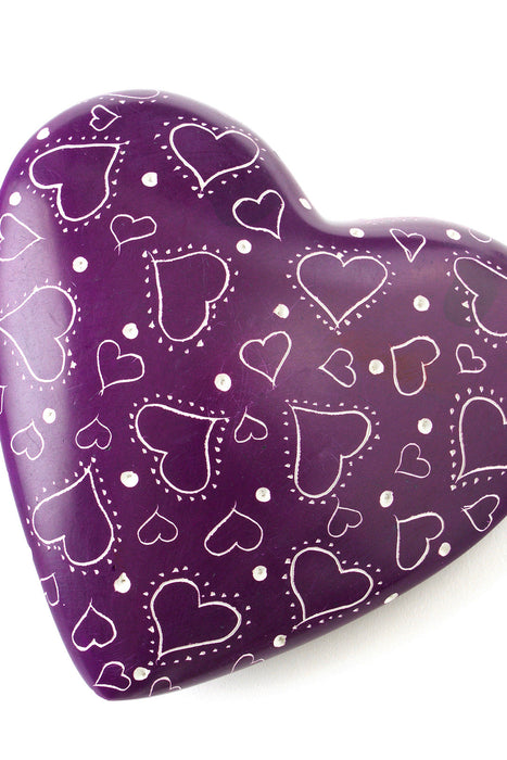 Much Love Purple Soapstone Heart Keepsake - Culture Kraze Marketplace.com