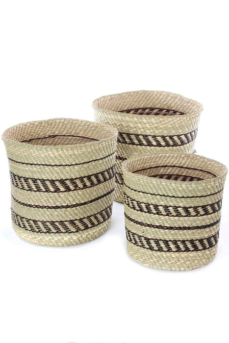 Traditional Iringa Baskets with Black Accents - Culture Kraze Marketplace.com